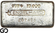 Vintage Engelhard 10 oz Ingot .999 Silver, Rare Loaf Bar, 3rd Edition Bullseye