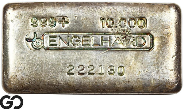 Vintage Engelhard 10 oz Ingot .999 Silver, Rare Loaf Bar, 3rd Edition Bullseye