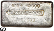 Vintage Engelhard 10 oz Ingot .999 Silver, Rare Loaf Bar, 3rd Edition Bullseye