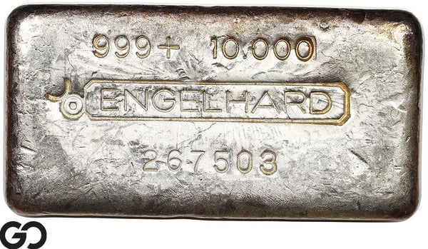 Vintage Engelhard 10 oz Ingot .999 Silver, Rare Loaf Bar, 3rd Edition Bullseye
