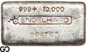 Vintage Engelhard 10 oz Ingot .999 Silver, Rare Loaf Bar, 3rd Edition Bullseye