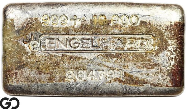 Vintage Engelhard 10 oz Ingot .999 Silver, Rare Loaf Bar, 3rd Edition Bullseye