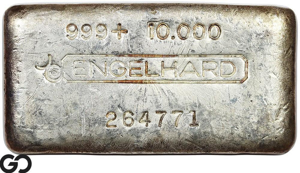 Vintage Engelhard 10 oz Ingot .999 Silver, Rare Loaf Bar, 3rd Edition Bullseye