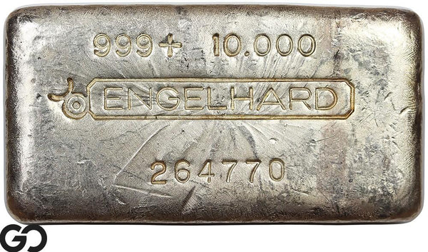 Vintage Engelhard 10 oz Ingot .999 Silver, Rare Loaf Bar, 3rd Edition Bullseye