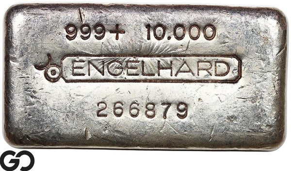 Vintage Engelhard 10 oz Ingot .999 Silver, Rare Loaf Bar, 3rd Edition Bullseye