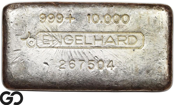Vintage Engelhard 10 oz Ingot .999 Silver, Rare Loaf Bar, 3rd Edition Bullseye