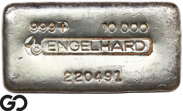 Vintage Engelhard 10 oz Ingot .999 Silver, Rare Loaf Bar, 3rd Edition Bullseye