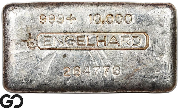 Vintage Engelhard 10 oz Ingot .999 Silver, Rare Loaf Bar, 3rd Edition Bullseye