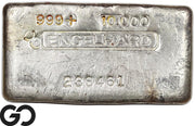 Vintage Engelhard 10 oz Ingot .999 Silver, Rare Loaf Bar, 3rd Edition Bullseye