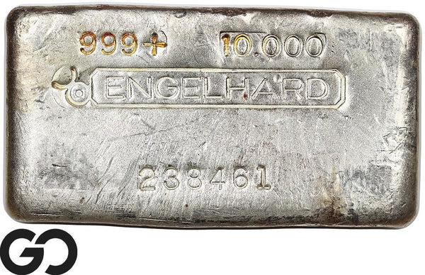Vintage Engelhard 10 oz Ingot .999 Silver, Rare Loaf Bar, 3rd Edition Bullseye