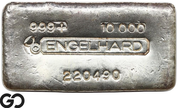 Vintage Engelhard 10 oz Ingot .999 Silver, Rare Loaf Bar, 3rd Edition Bullseye