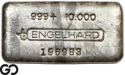 Vintage Engelhard 10 oz Ingot .999 Silver, Rare Loaf Bar, 3rd Edition Bullseye