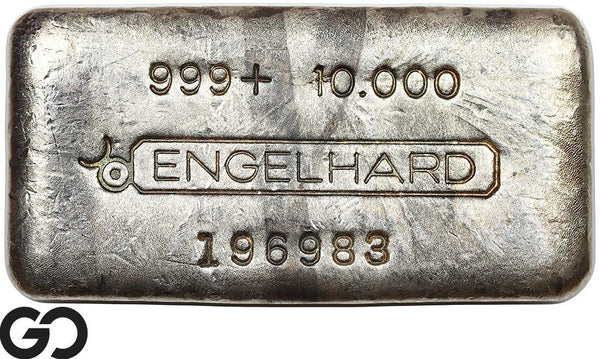 Vintage Engelhard 10 oz Ingot .999 Silver, Rare Loaf Bar, 3rd Edition Bullseye