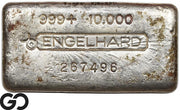 Vintage Engelhard 10 oz Ingot .999 Silver, Rare Loaf Bar, 3rd Edition Bullseye