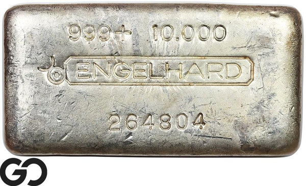 Vintage Engelhard 10 oz Ingot .999 Silver, Rare Loaf Bar, 3rd Edition Bullseye