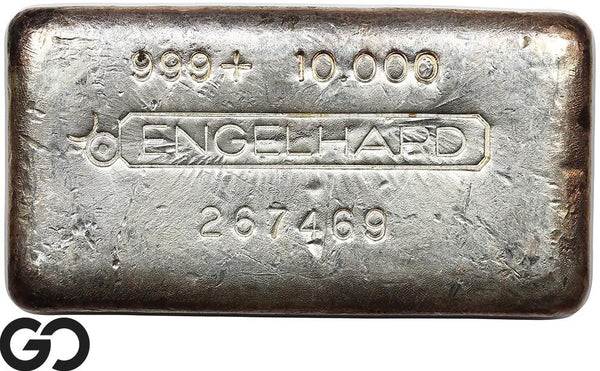 Vintage Engelhard 10 oz Ingot .999 Silver, Rare Loaf Bar, 3rd Edition Bullseye
