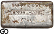 Vintage Engelhard 10 oz Ingot .999 Silver, Rare Loaf Bar, 3rd Edition Bullseye