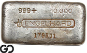 Vintage Engelhard 10 oz Ingot .999 Silver, Rare Loaf Bar, 3rd Edition Bullseye