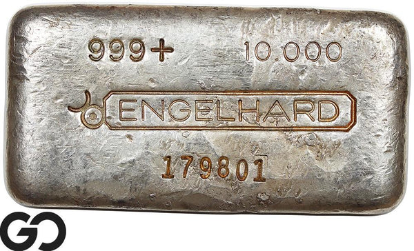 Vintage Engelhard 10 oz Ingot .999 Silver, Rare Loaf Bar, 3rd Edition Bullseye