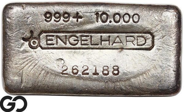 Vintage Engelhard 10 oz Ingot .999 Silver, Rare Loaf Bar, 3rd Edition Bullseye