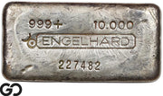 Vintage Engelhard 10 oz Ingot .999 Silver, Rare Loaf Bar, 3rd Edition Bullseye