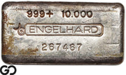 Vintage Engelhard 10 oz Ingot .999 Silver, Rare Loaf Bar, 3rd Edition Bullseye