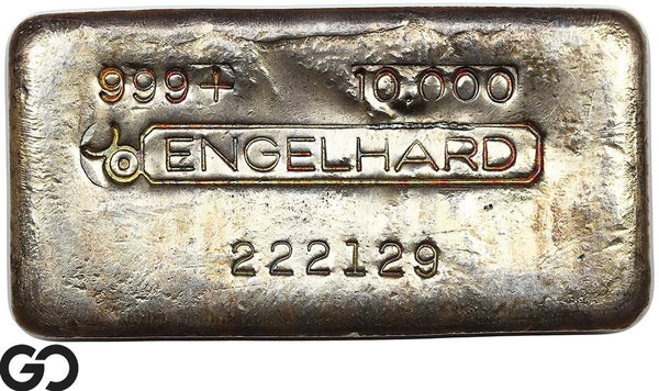 Vintage Engelhard 10 oz Ingot .999 Silver, Rare Loaf Bar, 3rd Edition Bullseye