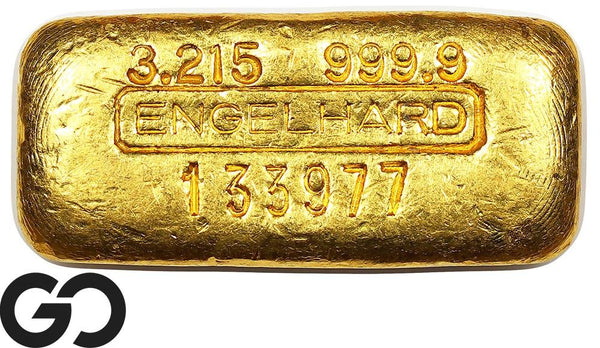 Vintage Engelhard 3.215 oz 999.9 Fine Rare Poured Gold Loaf Bar