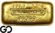 Vintage Engelhard 3.215 oz 999.9 Fine Poured Gold Loaf Bar, Scarce