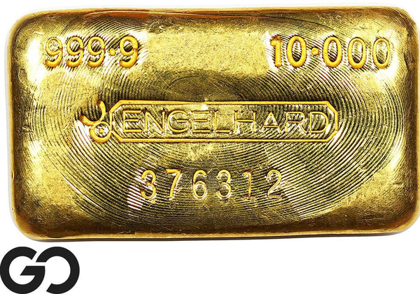 Vintage Engelhard 10 oz GOLD 999.9 Hand Poured Loaf Ingot, Canadian Bullseye