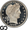 1898 Barber Quarter Proof PCGS PR 68 DCAM, Frosty Gem White Deep Cameo