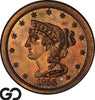 1856 Half Cent, Braided Hair Proof PCGS/CAC PR 65 RB Gem Glossy Red Brown