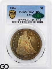 1866 Seated Liberty Dollar Pattern Proof PCGS/CAC PR 65+ BN J-541, Gem Surfaces