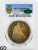 1866 Seated Liberty Dollar Pattern Proof PCGS/CAC PR 65+ BN J-541, Gem Surfaces