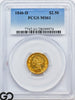 1846-D Gold Quarter Eagle, $2.5 Liberty Head PCGS MS 61 *Rare Dahlonega*