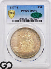 1877-S Trade Dollar PCGS/CAC MS 65, ** Great Original High Grade Specimen!