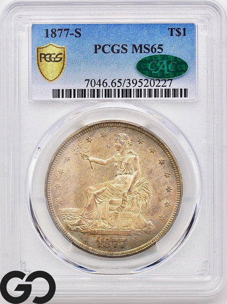 1877-S Trade Dollar PCGS/CAC MS 65, ** Great Original High Grade Specimen!