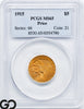 1915 Gold Half Eagle, $5 Indian Head PCGS MS 65, Gem Creamy Lustrous Surfaces