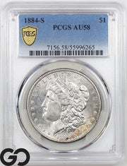 1884-S Morgan Silver Dollar Coin PCGS AU 58 ** Rare Key Date!