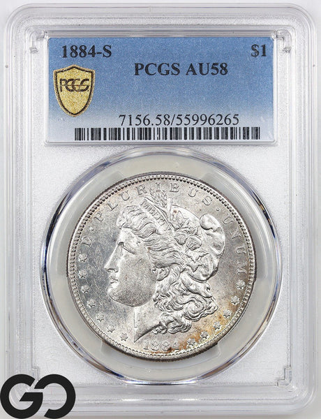 1884-S Morgan Silver Dollar Coin PCGS AU 58 ** Rare Key Date!