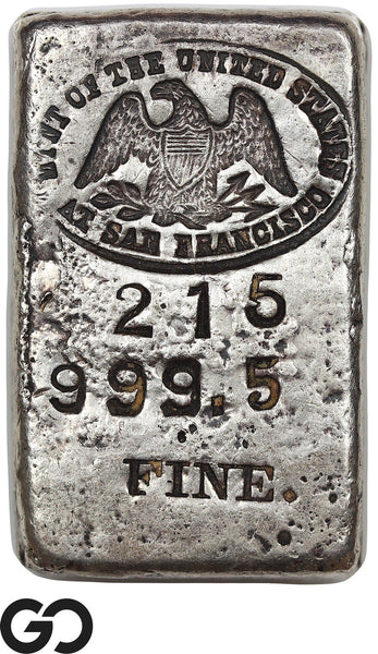US Mint San Francisco 5.60 oz .9995 Fine Silver Poured Bar #215 Vintage