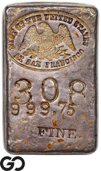 US Mint San Francisco Silver Ingot Bar #308 .99975 Fine 6.48 oz Rare