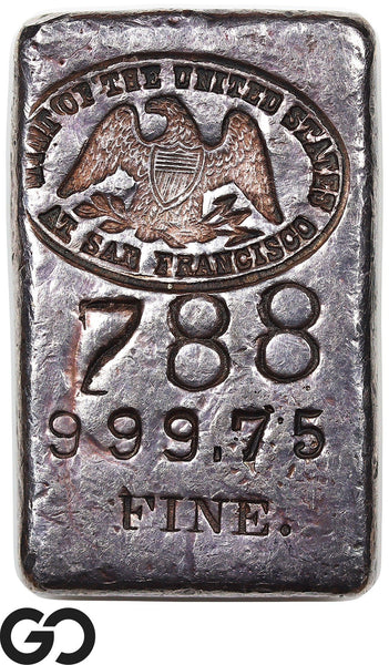 US Mint San Francisco 5.61 oz .99975 Fine Silver Poured Bar #788 Rare