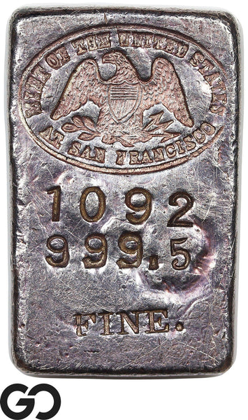 US Mint San Francisco 5.67 oz .9995 Fine Silver Poured Bar Vintage Bullion #1092