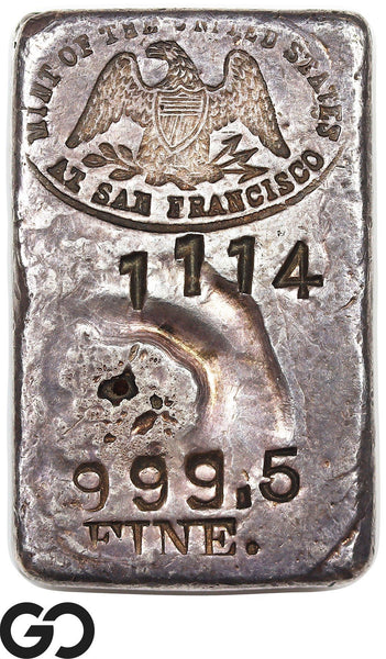 US Mint San Francisco 5.57 oz .9995 Fine Silver Ingot Bar #1114 Rare