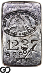 US Mint San Francisco 7.14 oz .99975 Fine Silver Poured Bar #1237 Vintage