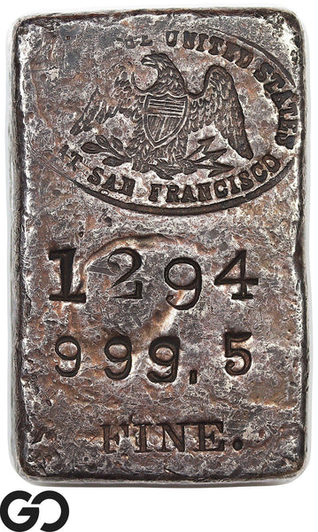 US Mint San Francisco Assay Office Silver Ingot Bar #1294 .9995 Fine 5.19oz