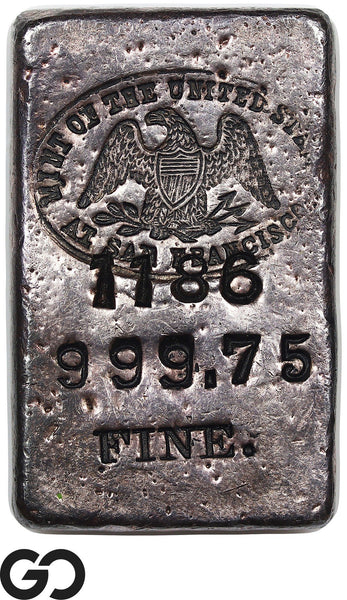 US Mint San Francisco 4.74 oz .99975 Fine Silver Ingot Bar #1186 Rare