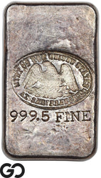 US Assay Office San Francisco 6.58 oz .9995 Fine Silver Poured Bar Ingot