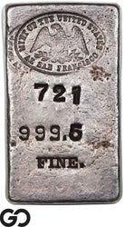 US Mint San Francisco 14.12 oz .9995 Fine Silver Poured Bar #721 Rare